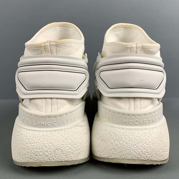 STELLA McCARTNEY White Black Contrast Trim Rubber Wedge Sneakers - Picture 3 of 8